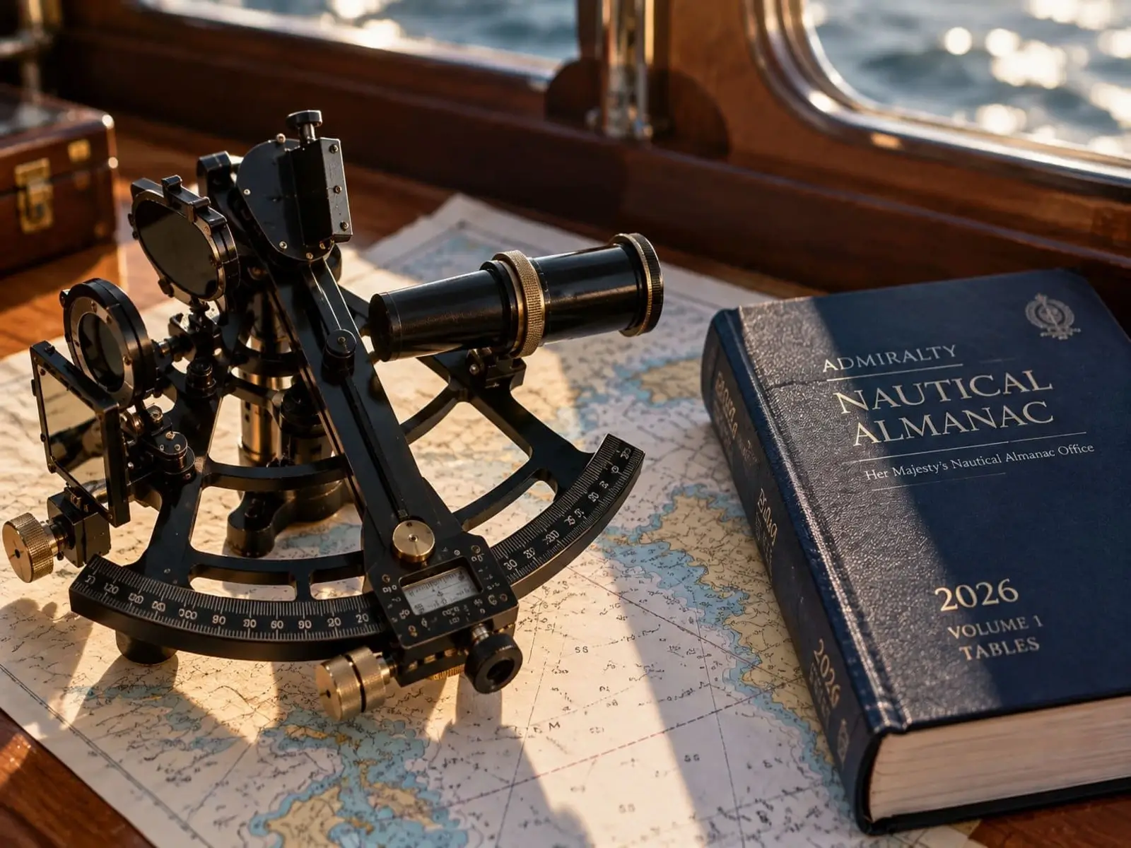 Sextant a nutila almanach na mapě